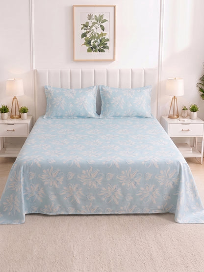 186 TC 100% Cotton Double Bedsheet 90 x 100 Inch with 2 Pillow Covers