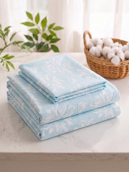 186 TC 100% Cotton Double Bedsheet 90 x 100 Inch with 2 Pillow Covers