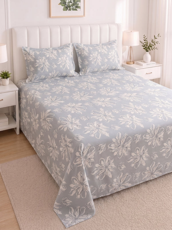 186 TC 100% Cotton Double Bedsheet 90 x 100 Inch with 2 Pillow Covers