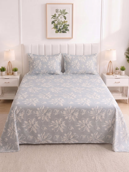186 TC 100% Cotton Double Bedsheet 90 x 100 Inch with 2 Pillow Covers