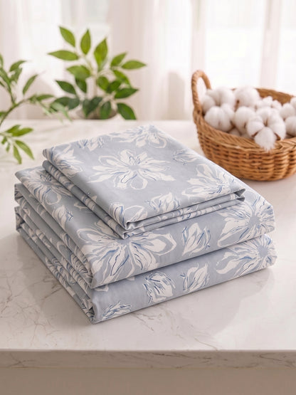 186 TC 100% Cotton Double Bedsheet 90 x 100 Inch with 2 Pillow Covers