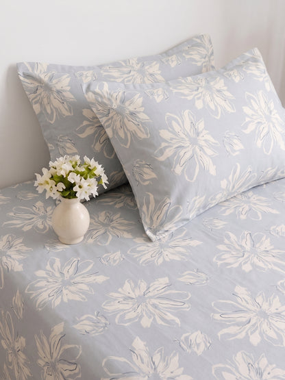 186 TC 100% Cotton Double Bedsheet 90 x 100 Inch with 2 Pillow Covers