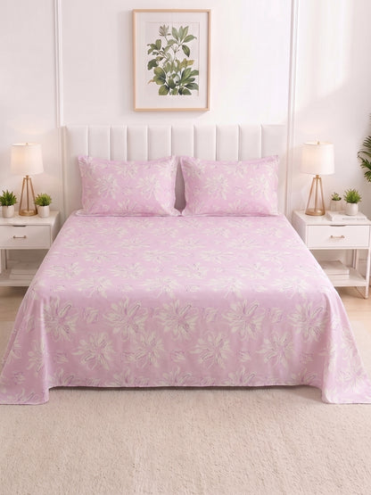 186 TC 100% Cotton Double Bedsheet 90 x 100 Inch with 2 Pillow Cover