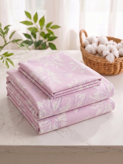 186 TC 100% Cotton Double Bedsheet 90 x 100 Inch with 2 Pillow Cover