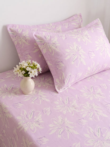 186 TC 100% Cotton Double Bedsheet 90 x 100 Inch with 2 Pillow Cover