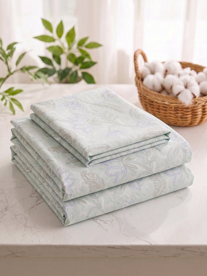 186 TC 100% Cotton Double Bedsheet 90 x 100 Inch with 2 Pillow Cover