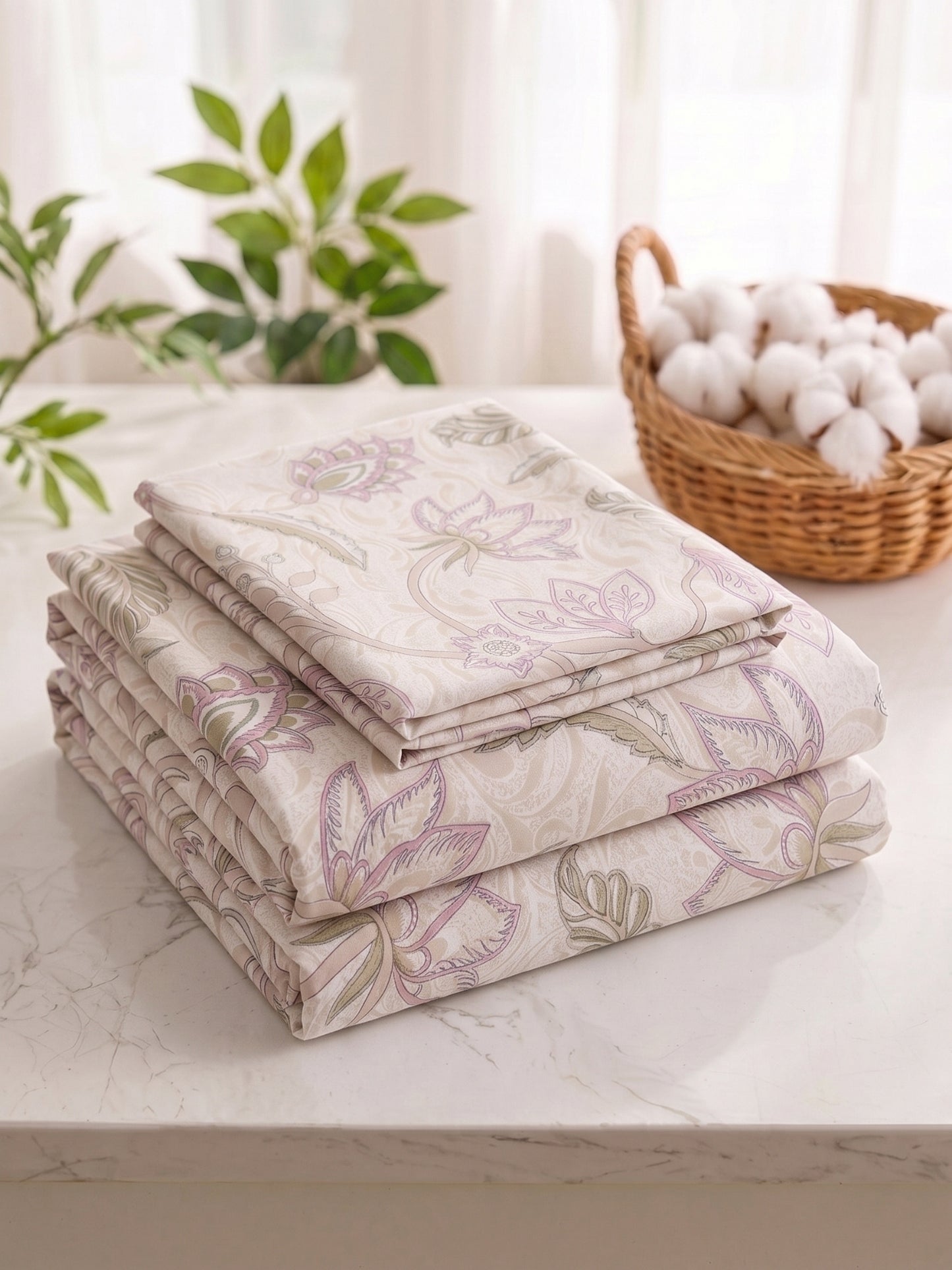 186 TC 100% Cotton Double Bedsheet 90 x 100 Inch with 2 Pillow Cover
