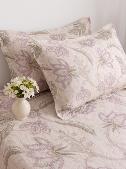 186 TC 100% Cotton Double Bedsheet 90 x 100 Inch with 2 Pillow Cover