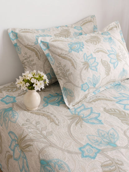 186 TC 100% Cotton Double Bedsheet 90 x 100 Inch with 2 Pillow Cover