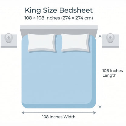 186 TC 100 % Cotton King Bedsheet | 108 x 108 Inch