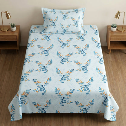 186 TC 100% Cotton Single Bedsheet 90 x 60 Inch with 1 Pillow Cover