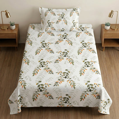 186 TC 100% Cotton Single Bedsheet 90 x 60 Inch with 1 Pillow Cover