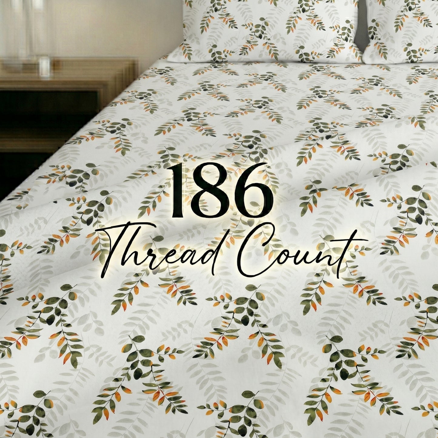 186 TC 100 % Cotton King Bedsheet | 108 x 108 Inch