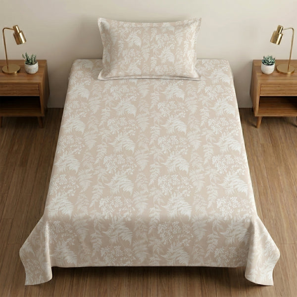 186 TC 100% Cotton Single Bedsheet 90 x 60 Inch with 1 Pillow Cover