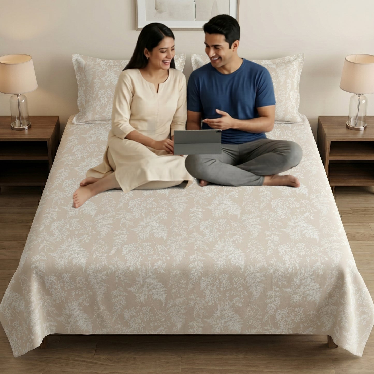 186 TC 100 % Cotton King Bedsheet | 108 x 108 Inch