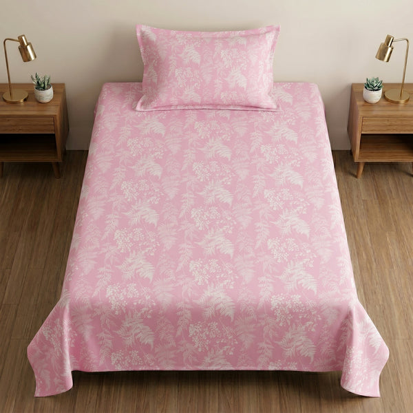 186 TC 100% Cotton Single Bedsheet 90 x 60 Inch with 1 Pillow Cover