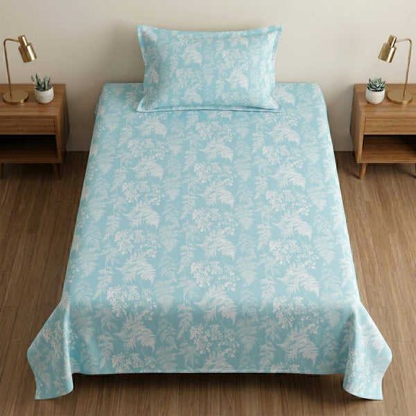 186 TC 100% Cotton Single Bedsheet 90 x 60 Inch with 1 Pillow Cover