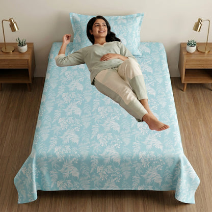 186 TC 100% Cotton Single Bedsheet 90 x 60 Inch with 1 Pillow Cover