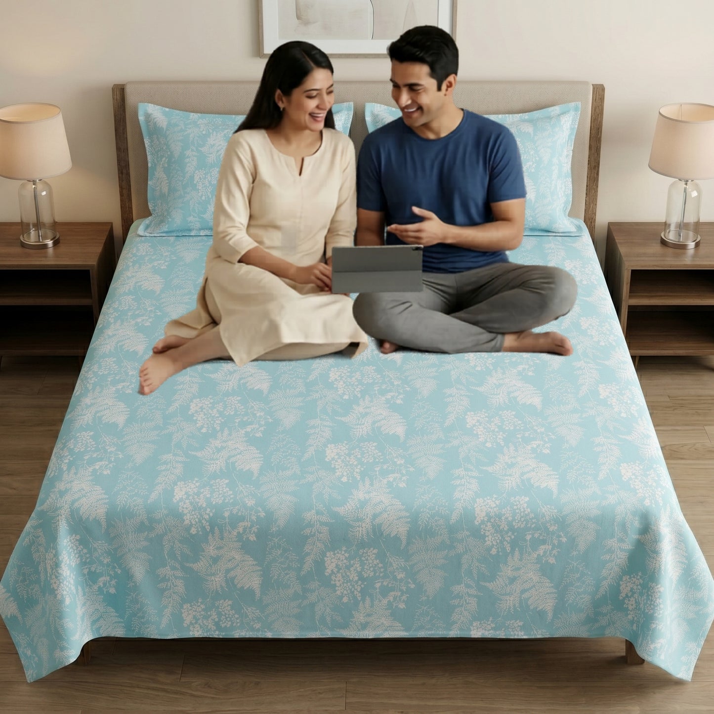 186 TC 100 % Cotton King Bedsheet | 108 x 108 Inch