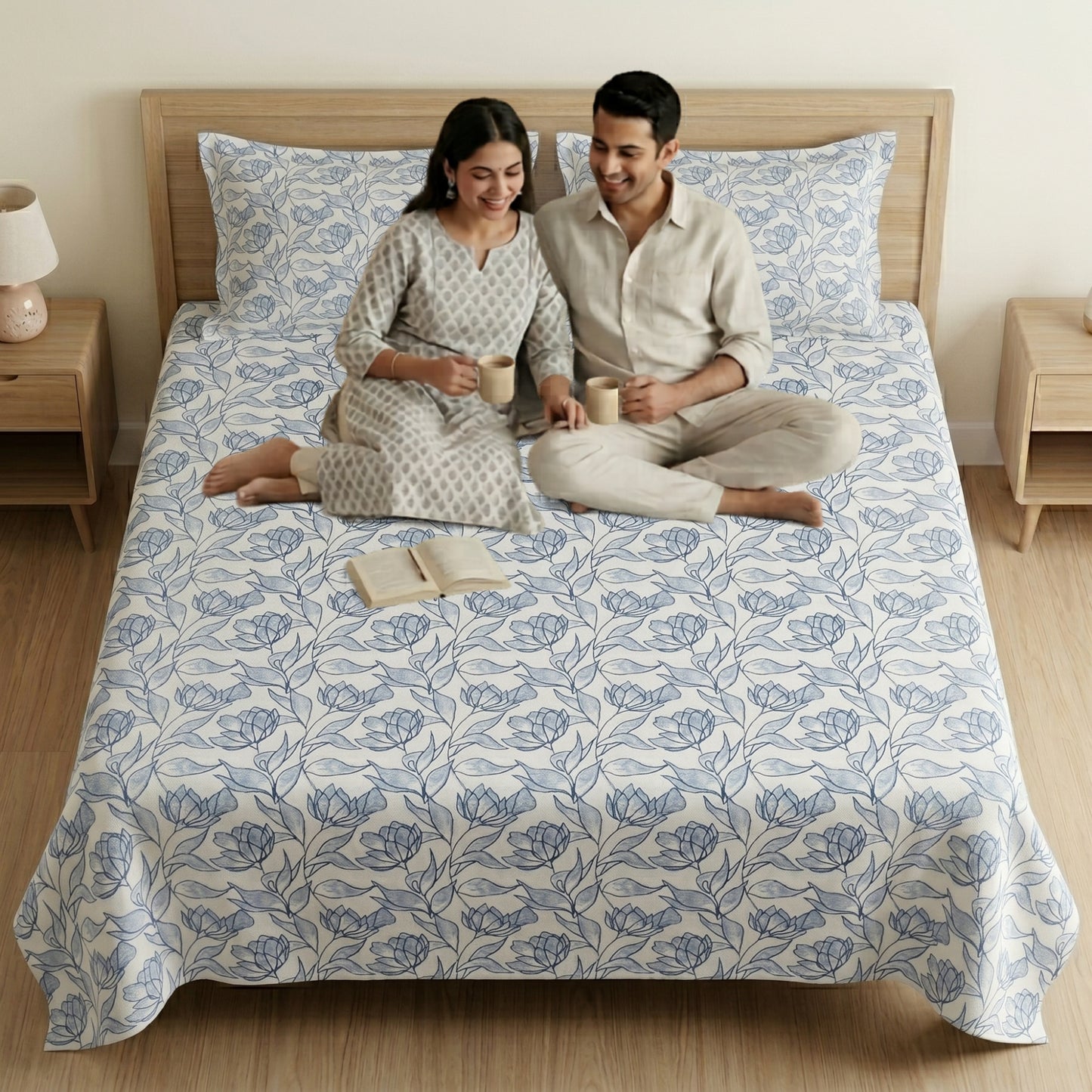 186 TC 100 % Cotton King Bedsheet | 108 x 108 Inch