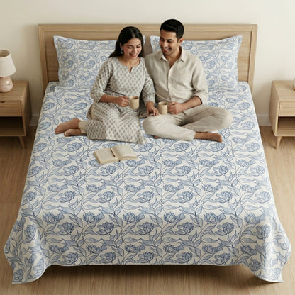 186 TC 100 % Cotton King Bedsheet | 108 x 108 Inch