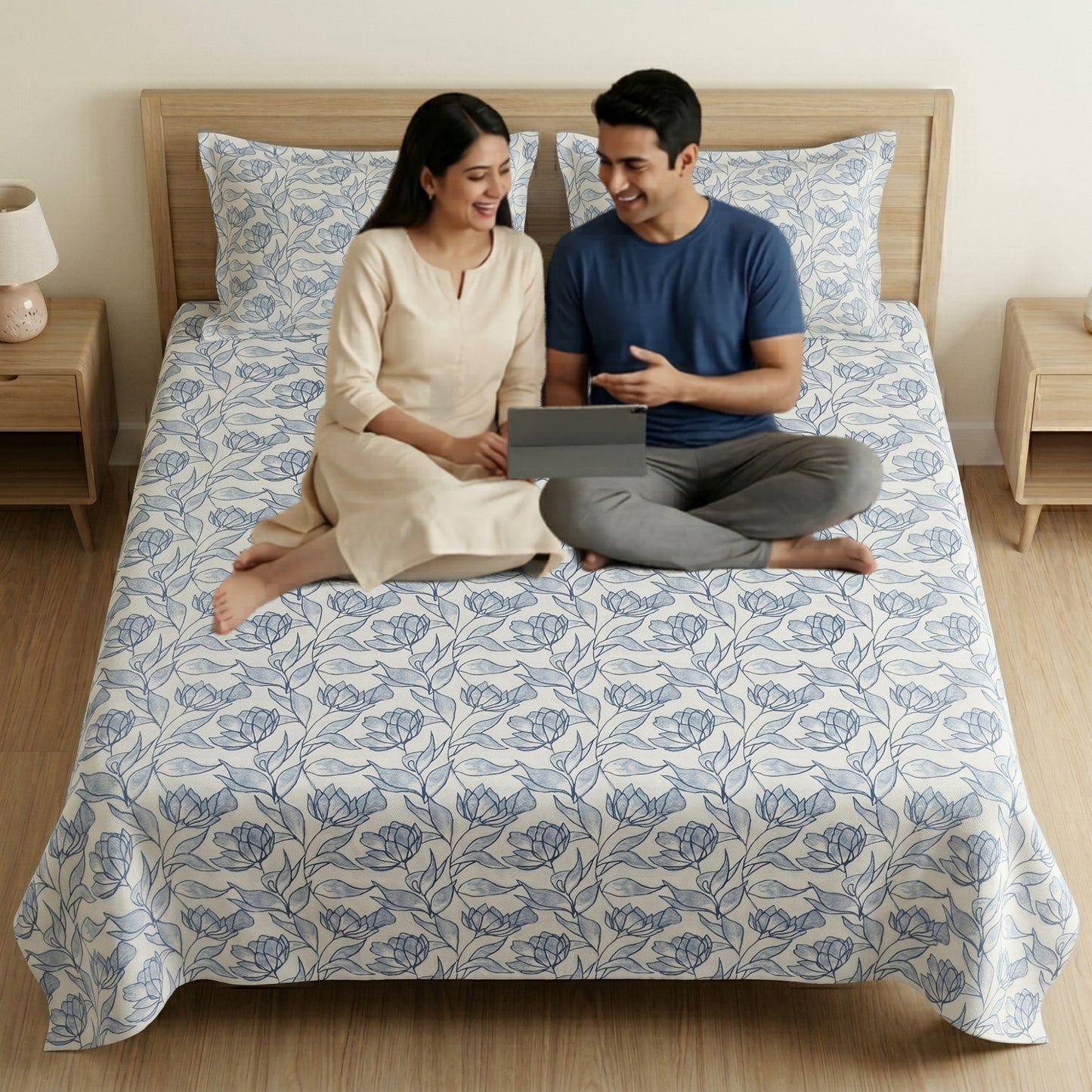 186 TC 100 % Cotton King Bedsheet | 108 x 108 Inch