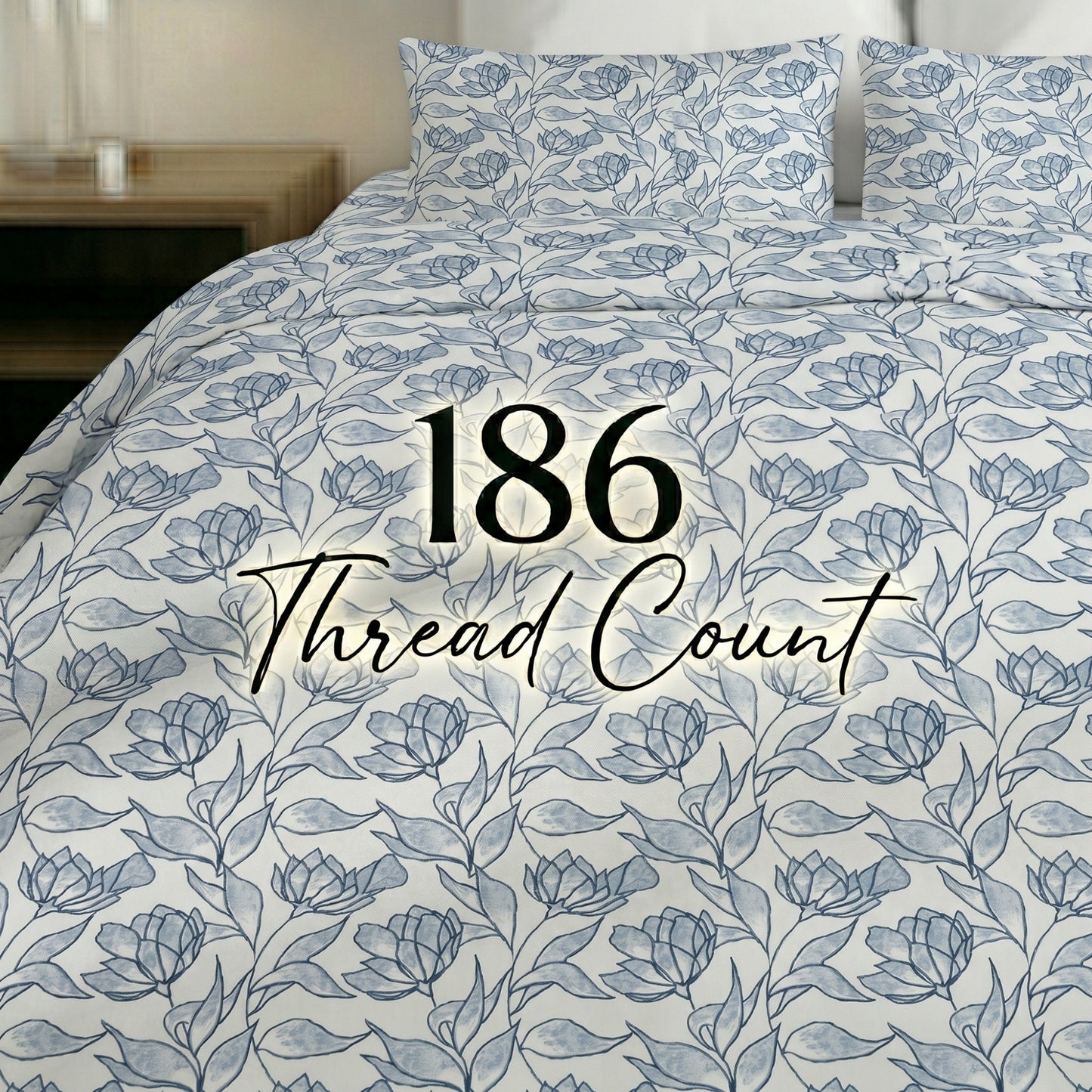186 TC 100 % Cotton King Bedsheet | 108 x 108 Inch
