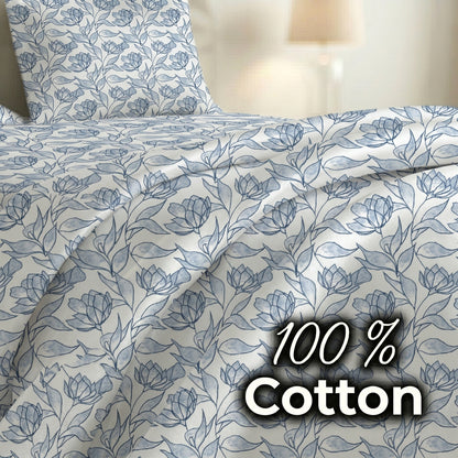 186 TC 100% Cotton Single Bedsheet 90 x 60 Inch with 1 Pillow Cover
