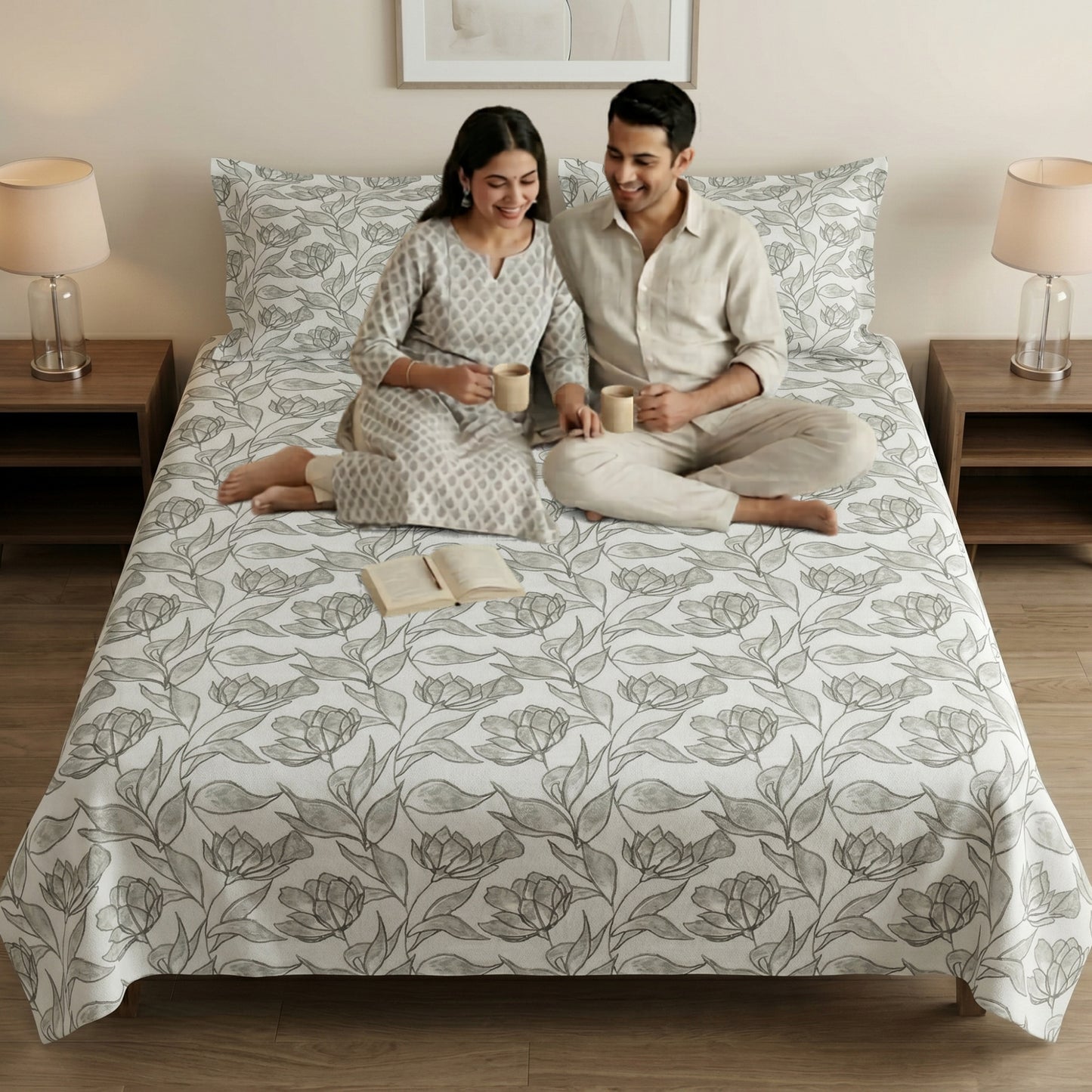 186 TC 100 % Cotton King Bedsheet | 108 x 108 Inch