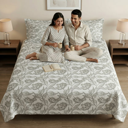 186 TC 100 % Cotton King Bedsheet | 108 x 108 Inch