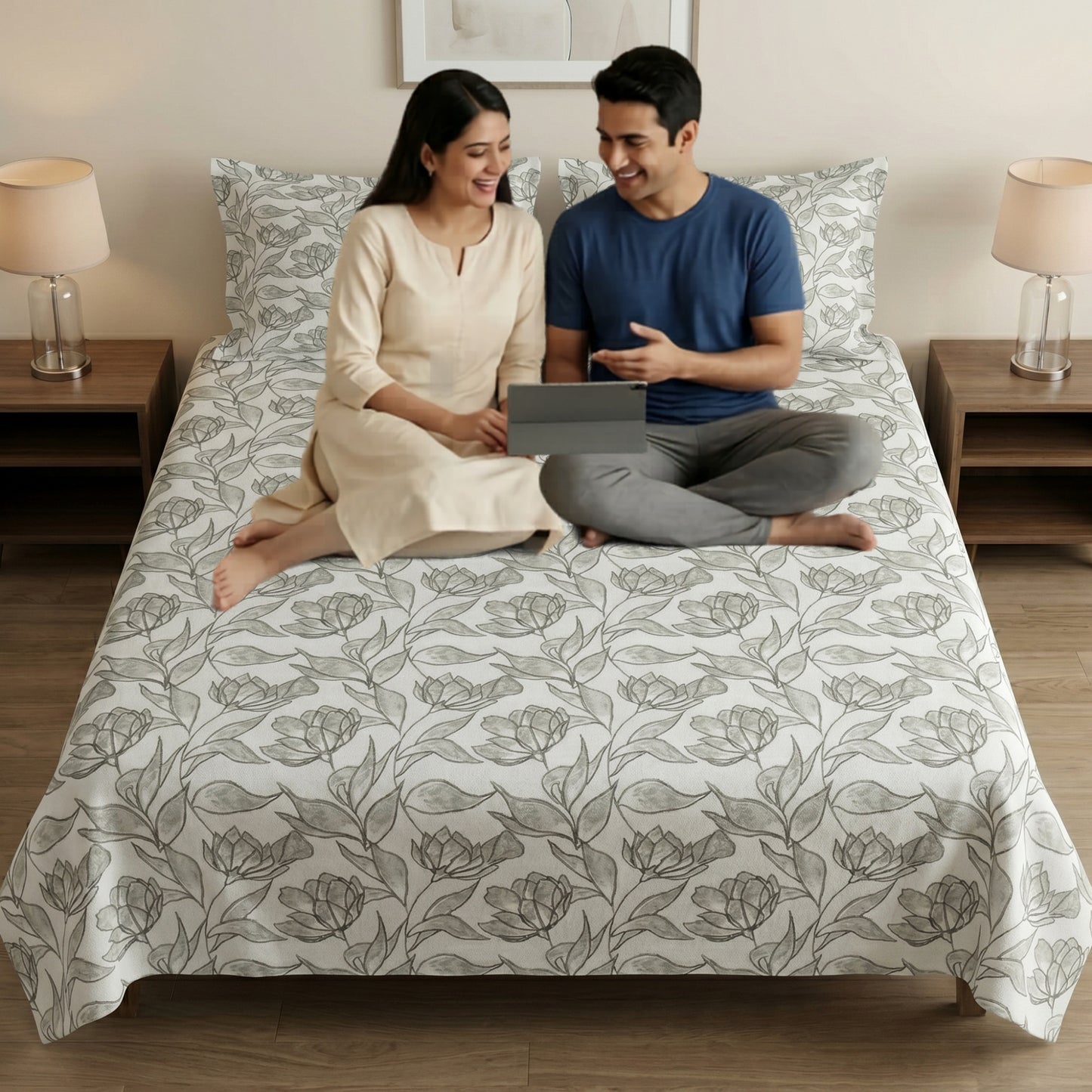 186 TC 100 % Cotton King Bedsheet | 108 x 108 Inch