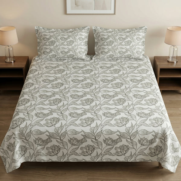186 TC 100 % Cotton King Bedsheet | 108 x 108 Inch