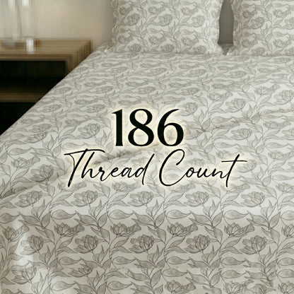 186 TC 100% Cotton Single Bedsheet 90 x 60 Inch with 1 Pillow Cover
