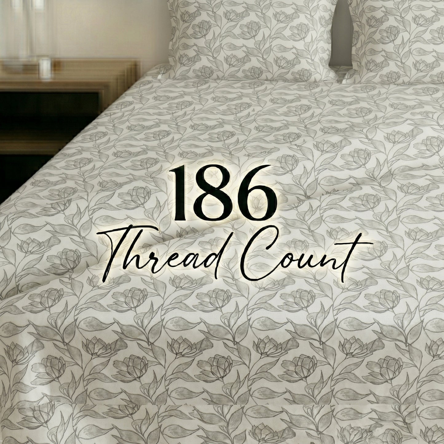 186 TC 100 % Cotton King Bedsheet | 108 x 108 Inch