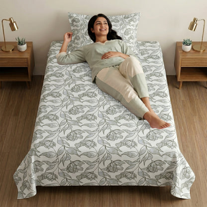 186 TC 100% Cotton Single Bedsheet 90 x 60 Inch with 1 Pillow Cover