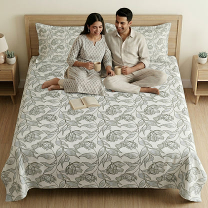 186 TC 100 % Cotton King Bedsheet | 108 x 108 Inch