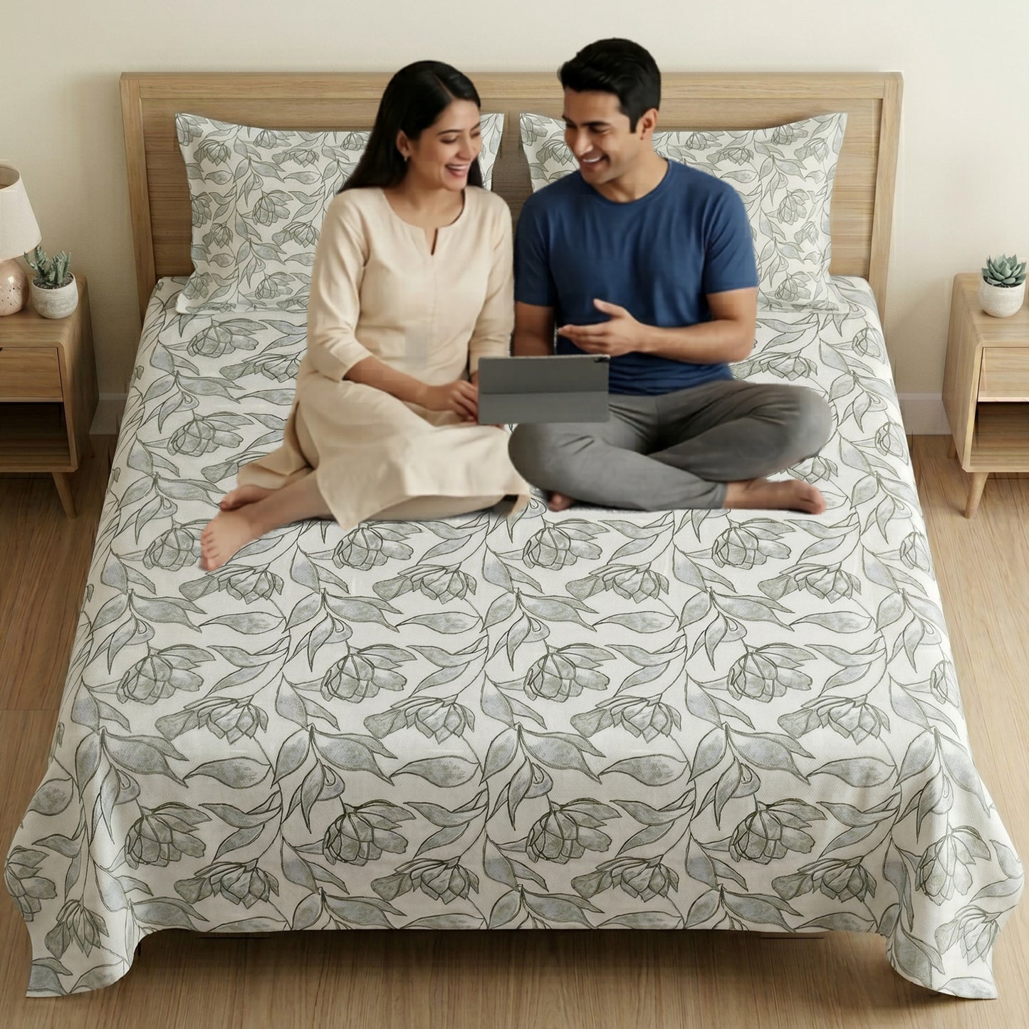 186 TC 100 % Cotton King Bedsheet | 108 x 108 Inch
