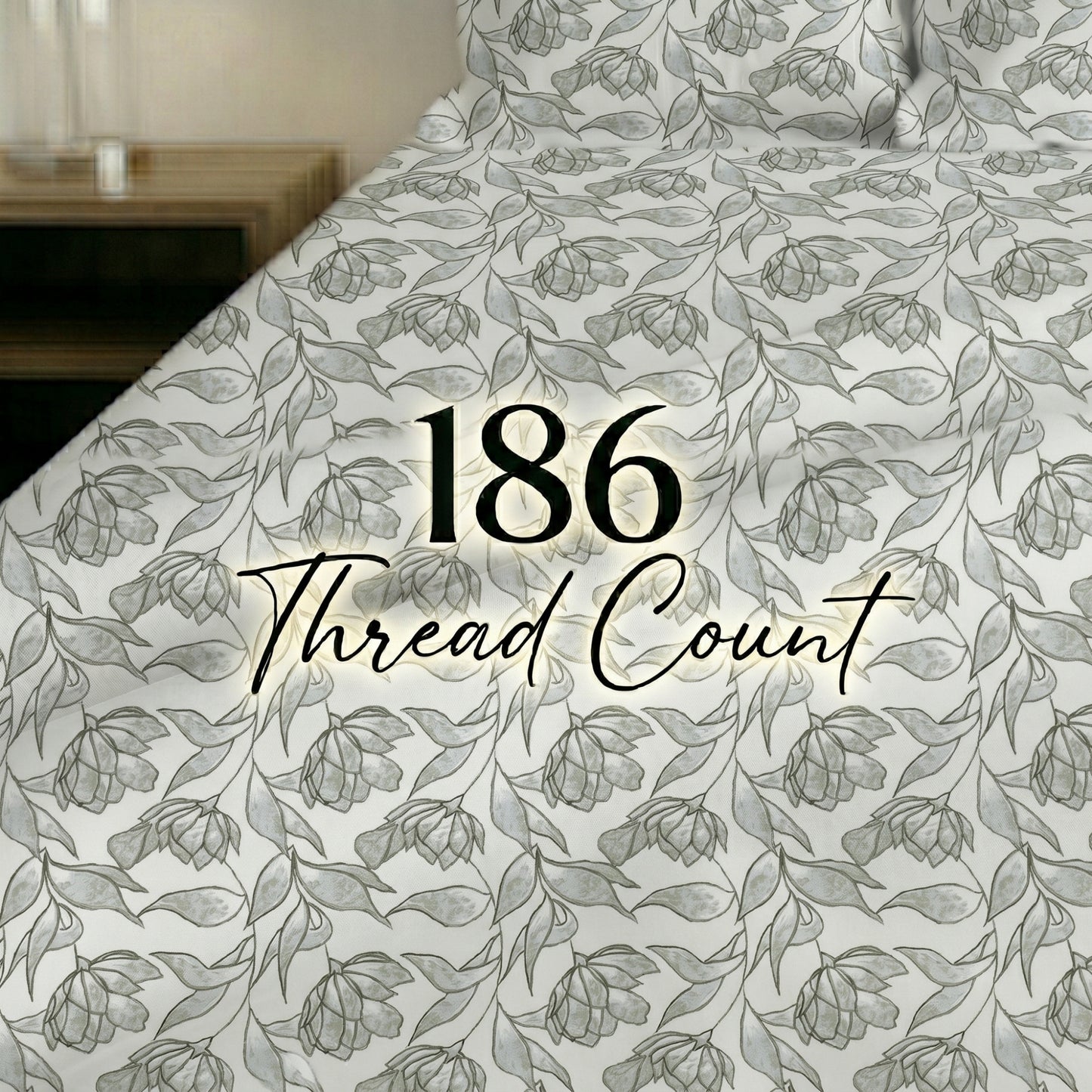 186 TC 100 % Cotton King Bedsheet | 108 x 108 Inch