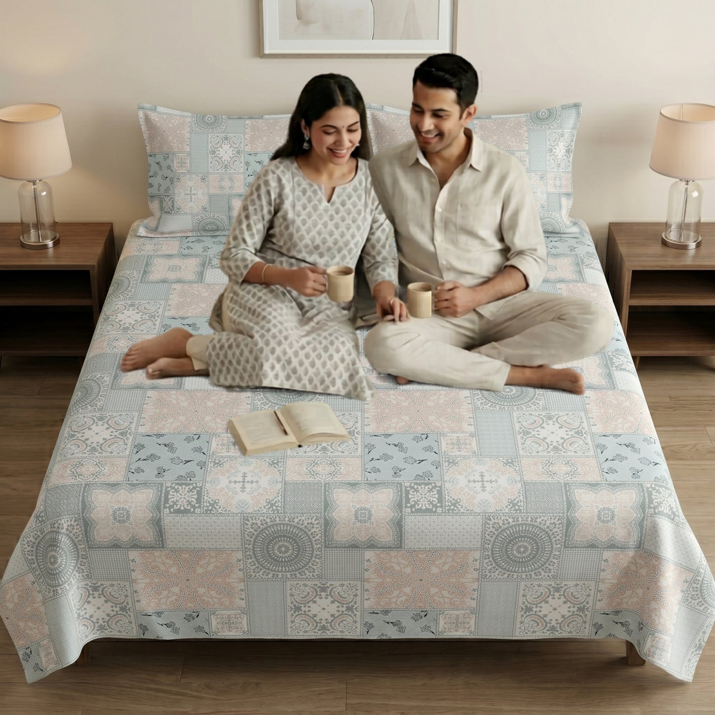 186 TC 100 % Cotton King Bedsheet | 108 x 108 Inch