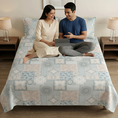 186 TC 100 % Cotton King Bedsheet | 108 x 108 Inch