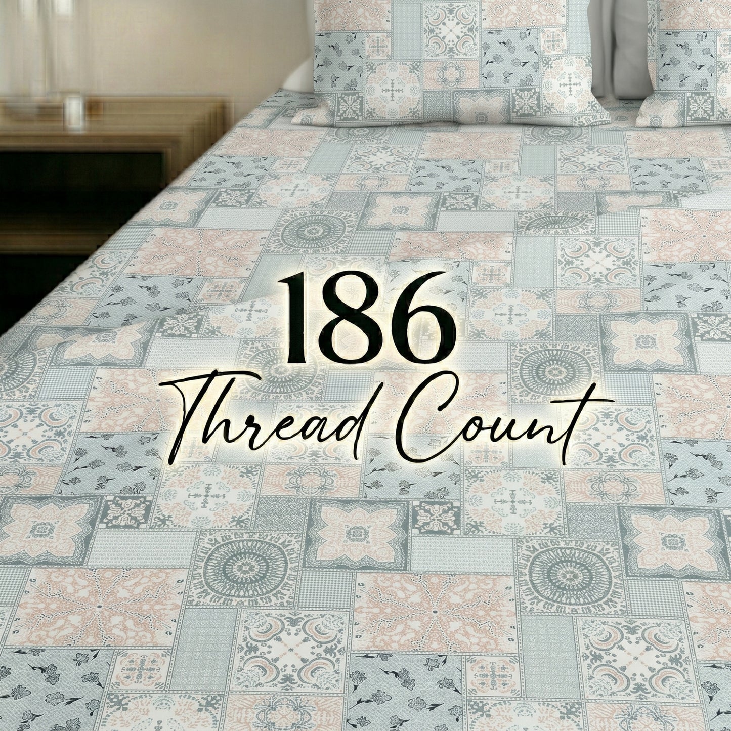186 TC 100 % Cotton King Bedsheet | 108 x 108 Inch