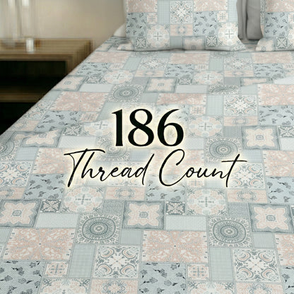 186 TC 100 % Cotton King Bedsheet | 108 x 108 Inch