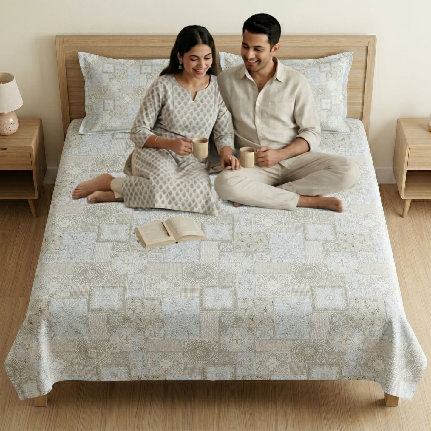 186 TC 100 % Cotton King Bedsheet | 108 x 108 Inch