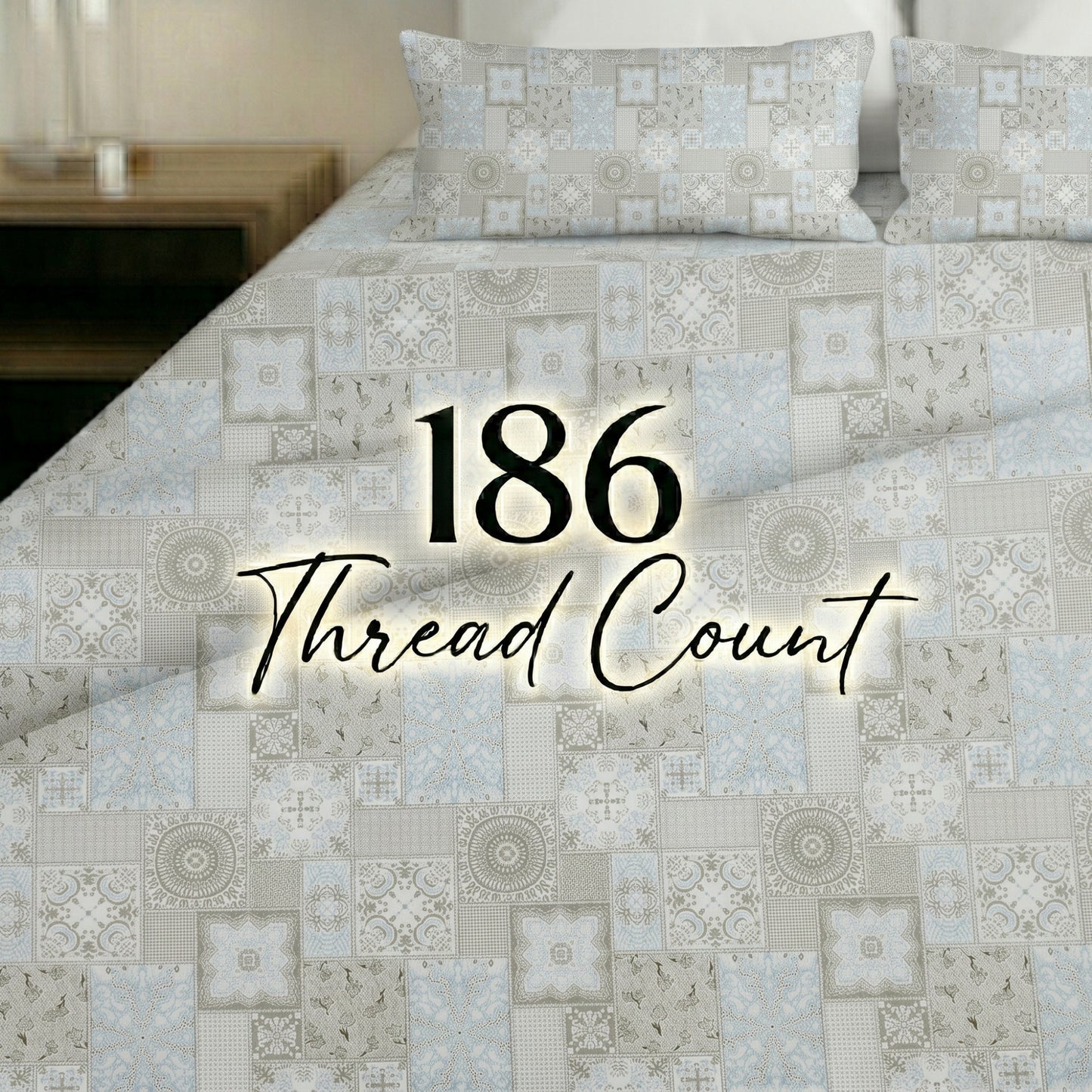 186 TC 100 % Cotton King Bedsheet | 108 x 108 Inch