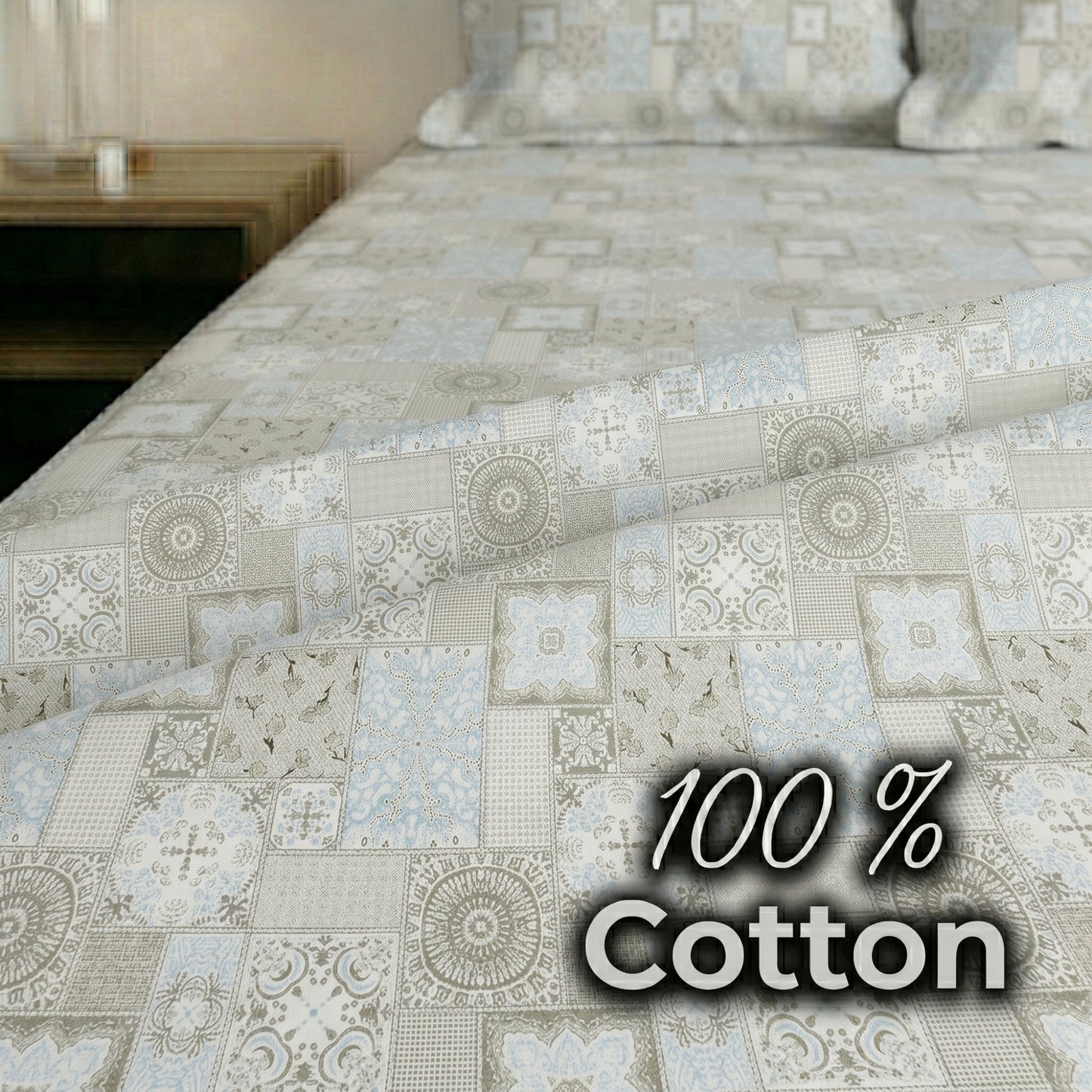 186 TC 100% Cotton Single Bedsheet 90 x 60 Inch with 1 Pillow Cover