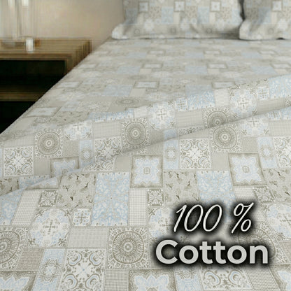 186 TC 100% Cotton Single Bedsheet 90 x 60 Inch with 1 Pillow Cover
