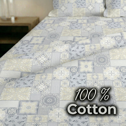 186 TC 100% Cotton Single Bedsheet 90 x 60 Inch with 1 Pillow Cover