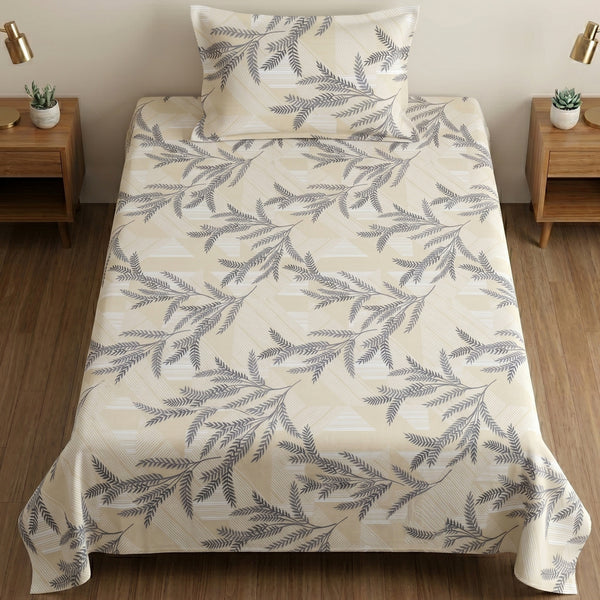 186 TC 100% Cotton Single Bedsheet 90 x 60 Inch with 1 Pillow Cover