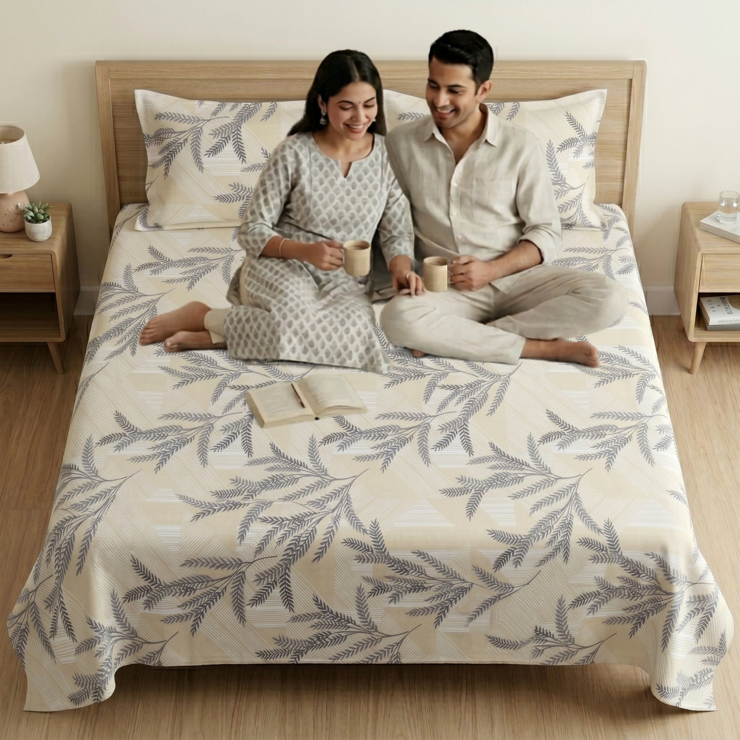 186 TC 100 % Cotton King Bedsheet | 108 x 108 Inch