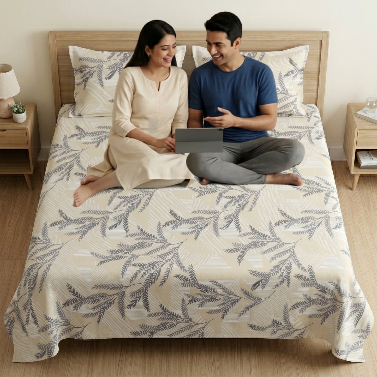 186 TC 100 % Cotton King Bedsheet | 108 x 108 Inch
